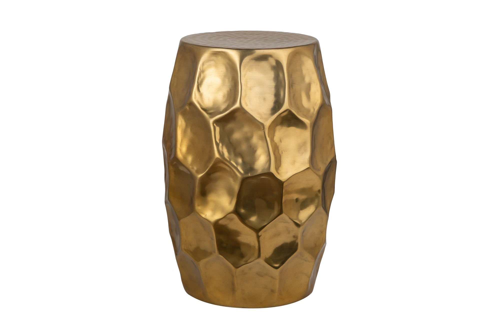 ORGANIC ORIENT mesa auxiliar artesanal 50cm metal dorado martillado diseño redondo