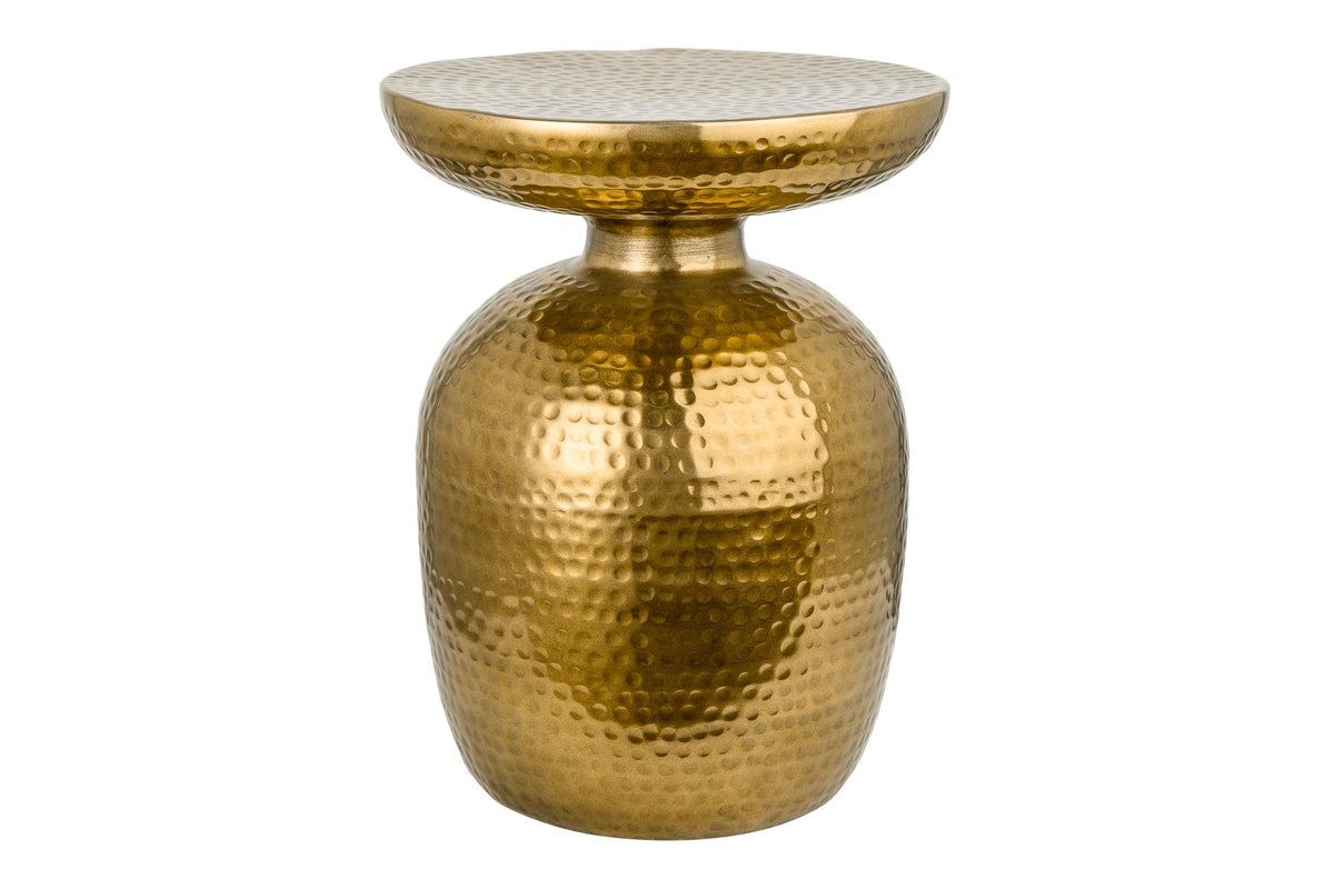 Table d’appoint artisanale ORIENT 50cm design martelé doré