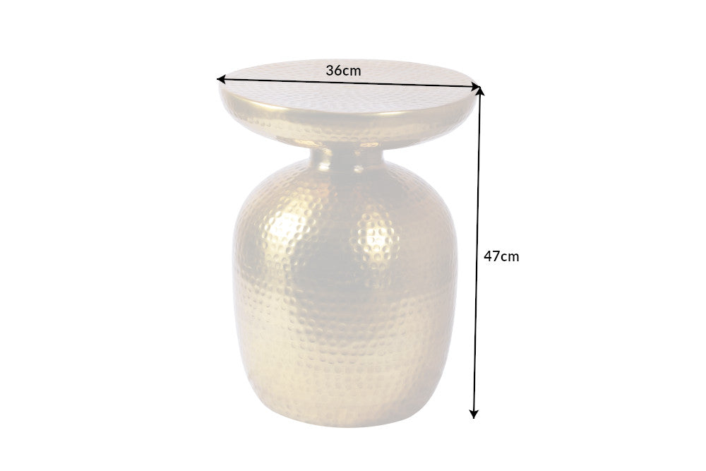 Table d’appoint artisanale ORIENT 50cm design martelé doré