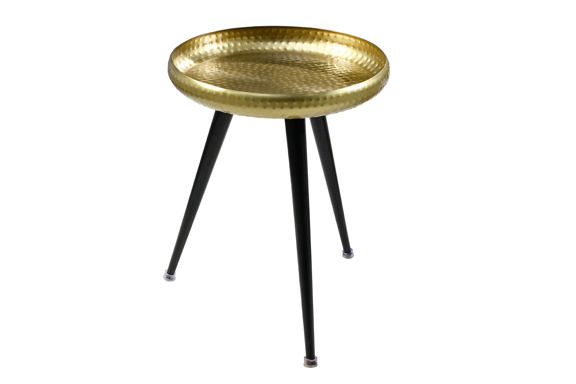 Table d'appoint artisanale ORIENT 55cm laiton doré ronde métal martelé design