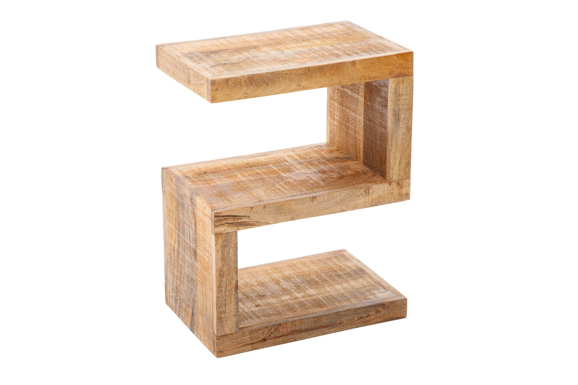 S Mesa auxiliar artesanal de 60 cm de madera maciza de mango con estante ajustable