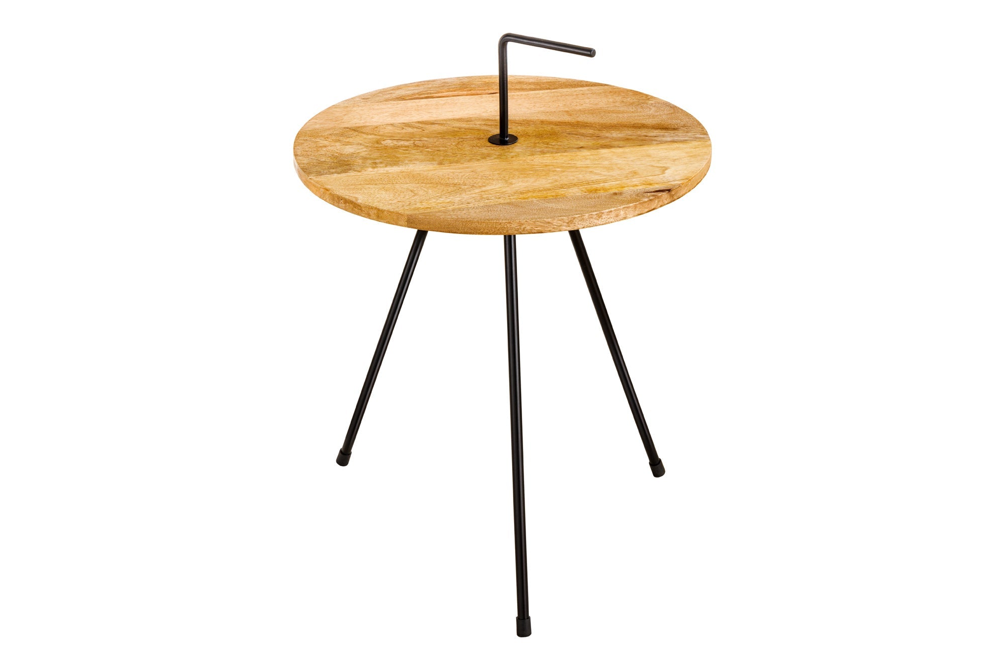 SIMPLY CLEVER Mesa auxiliar de madera de mango natural de 60 cm con asa