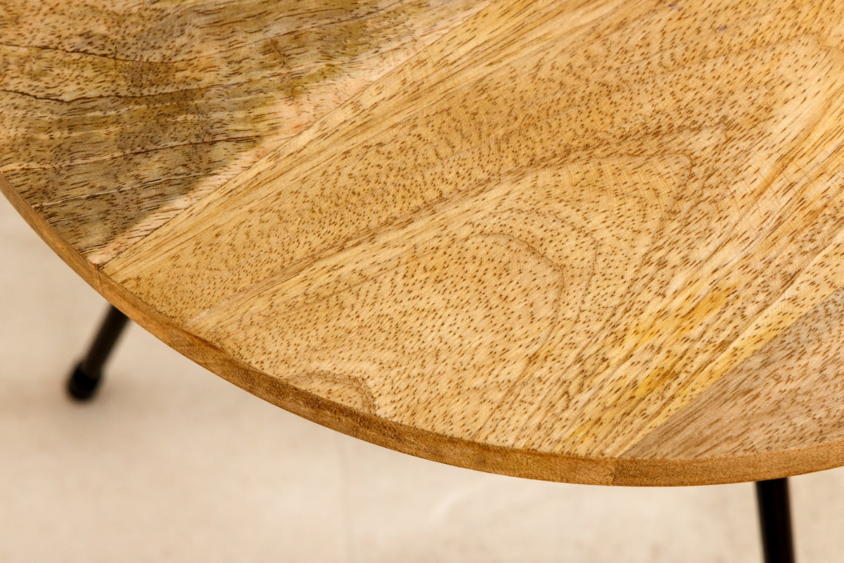 Table d’appoint artisanale SIMPLY CLEVER 60cm en manguier naturel avec poignée