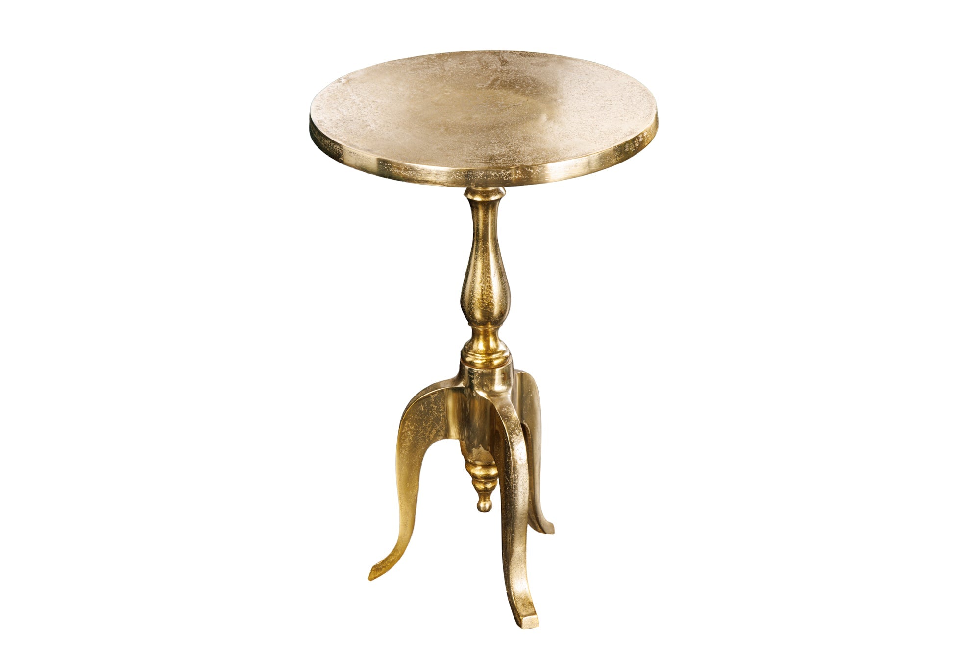 SAVOY mesa auxiliar barroca 55cm trípode vintage redondo de metal dorado