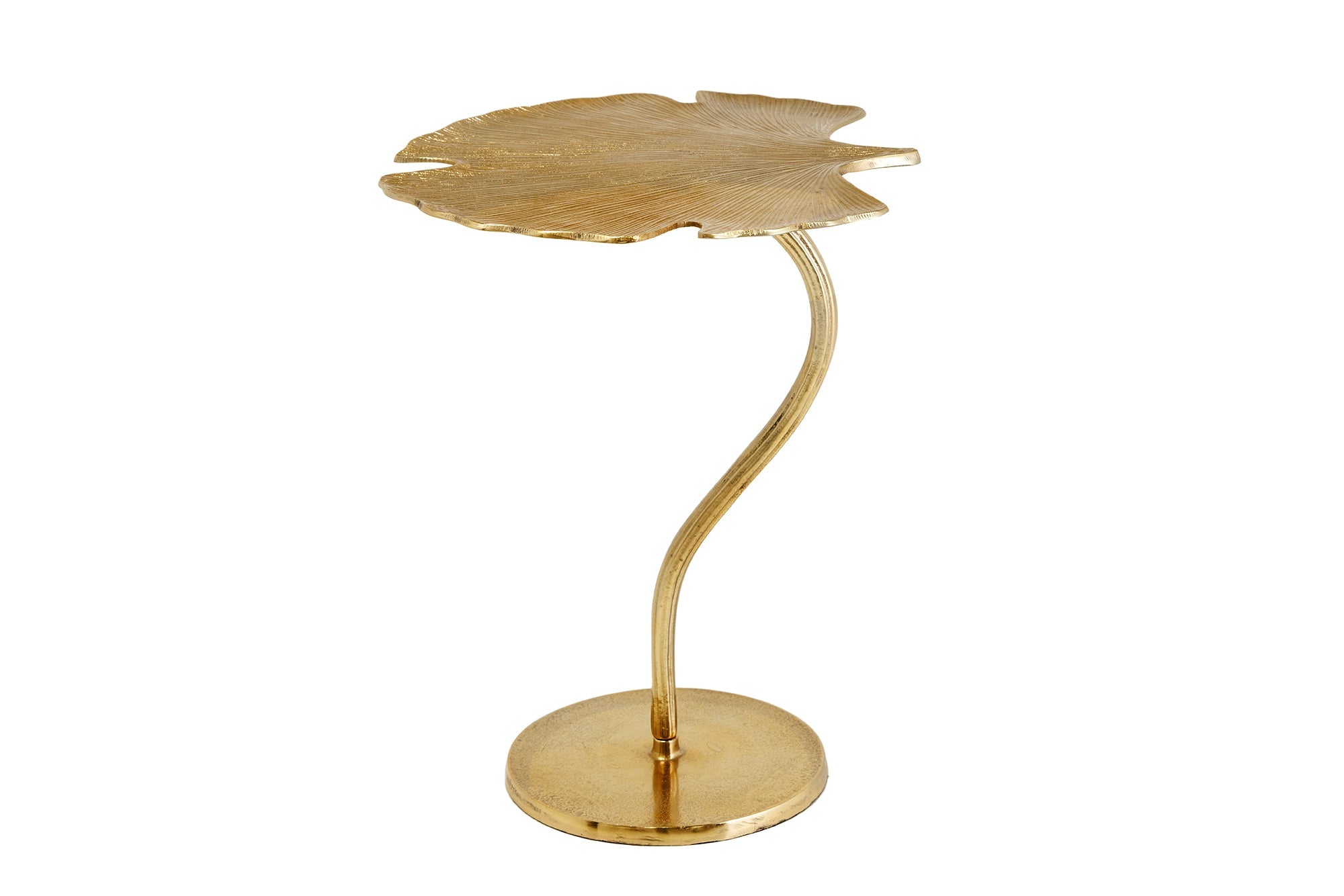 GINKGO HOJA mesa auxiliar decorativa 55cm hecha a mano en metal dorado
