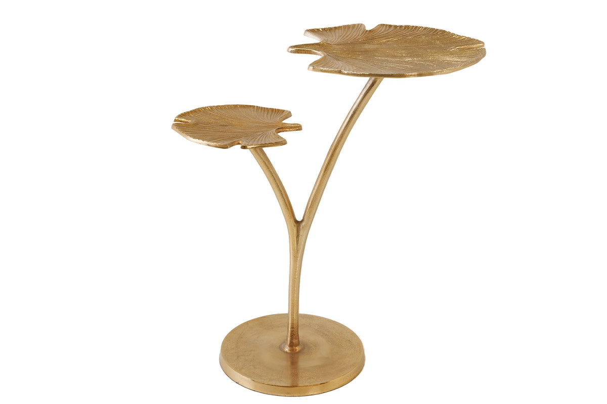 Table d’appoint décorative GINKGO LEAFS 50cm métal doré fait main