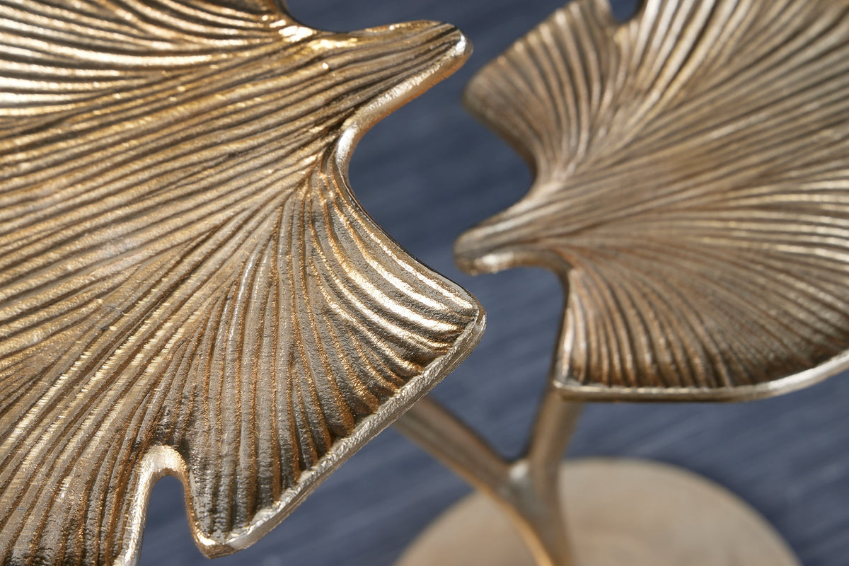 Table d’appoint décorative GINKGO LEAFS 50cm métal doré fait main