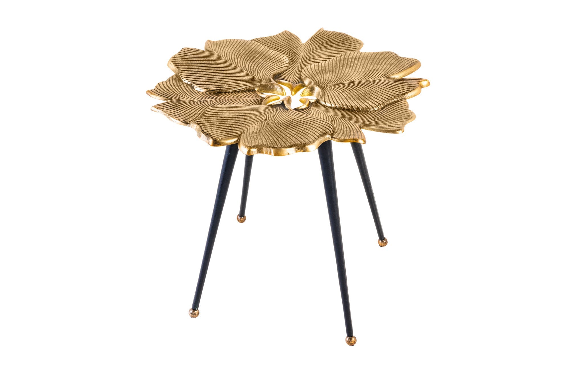 Mesa auxiliar decorativa GINKGO LEAFS, 60 cm, realizada a mano en metal dorado