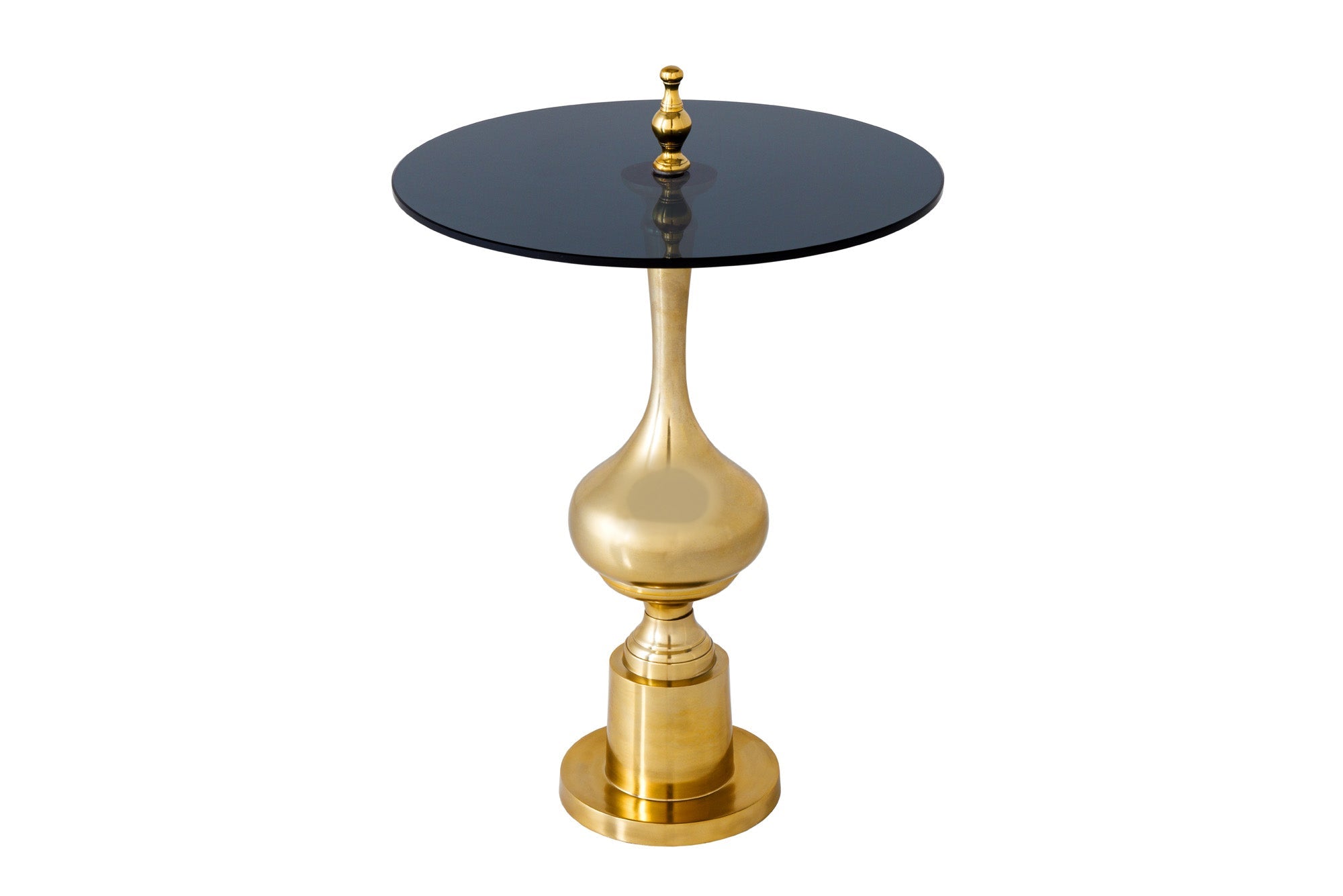 ABSTRACT mesa auxiliar de diseño 45cm metal dorado negro tapa de cristal hecho a mano redonda
