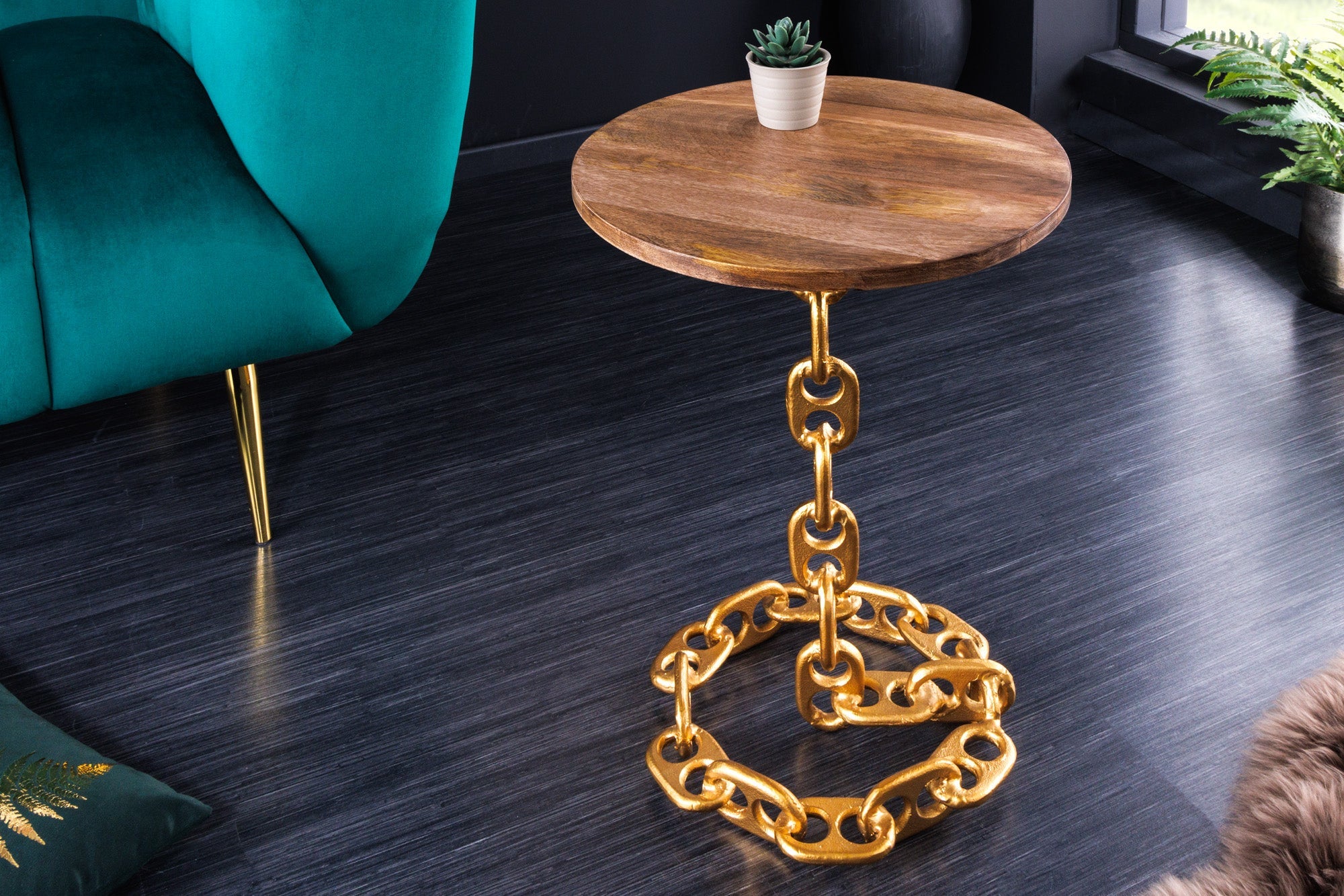 mesa-dappoint-diseño-cadenas-55cm-en-oro-mango-madera,-cadena-redonda-marco-en-metal-hecho-a-mano,-masivo_42233 (inv)