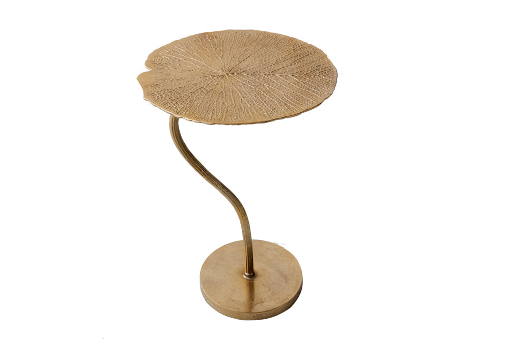 ABSTRACT LEAF Mesa auxiliar de diseño 40cm dorada hecha a mano