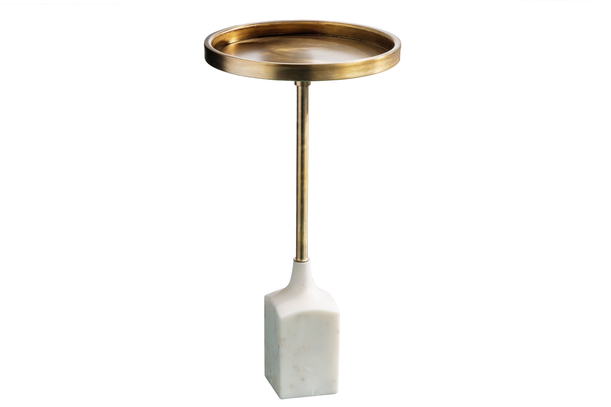 TRAYFUL mesa auxiliar de diseño 60cm oro blanco antiguo hecho a mano base de mármol redonda