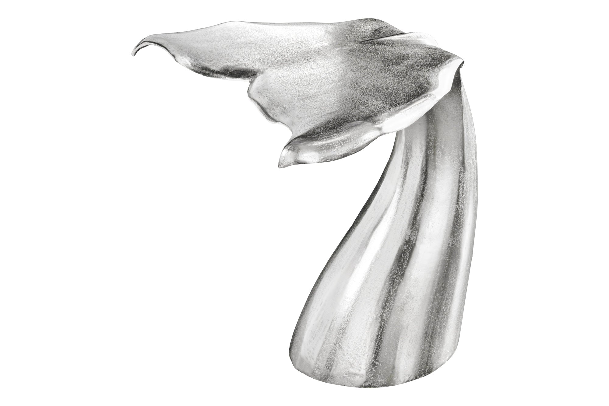 WILDLIFE mesa auxiliar diseño aleta de ballena 60cm metal plateado hecha a mano