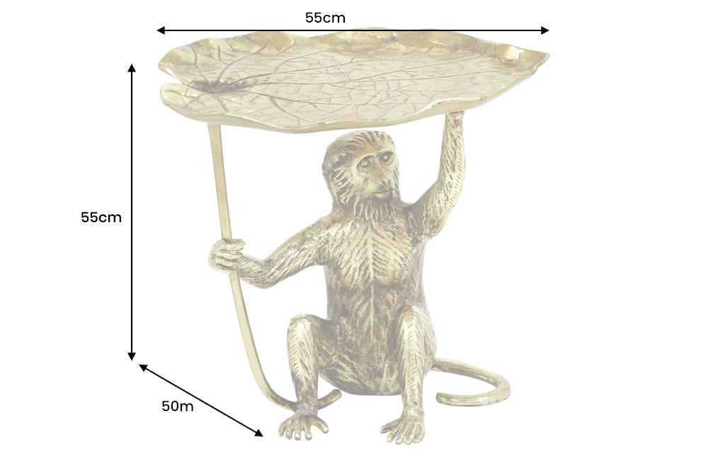 WILDLIFE MONKEY 60cm mesa auxiliar de metal dorado antiguo hecha a mano