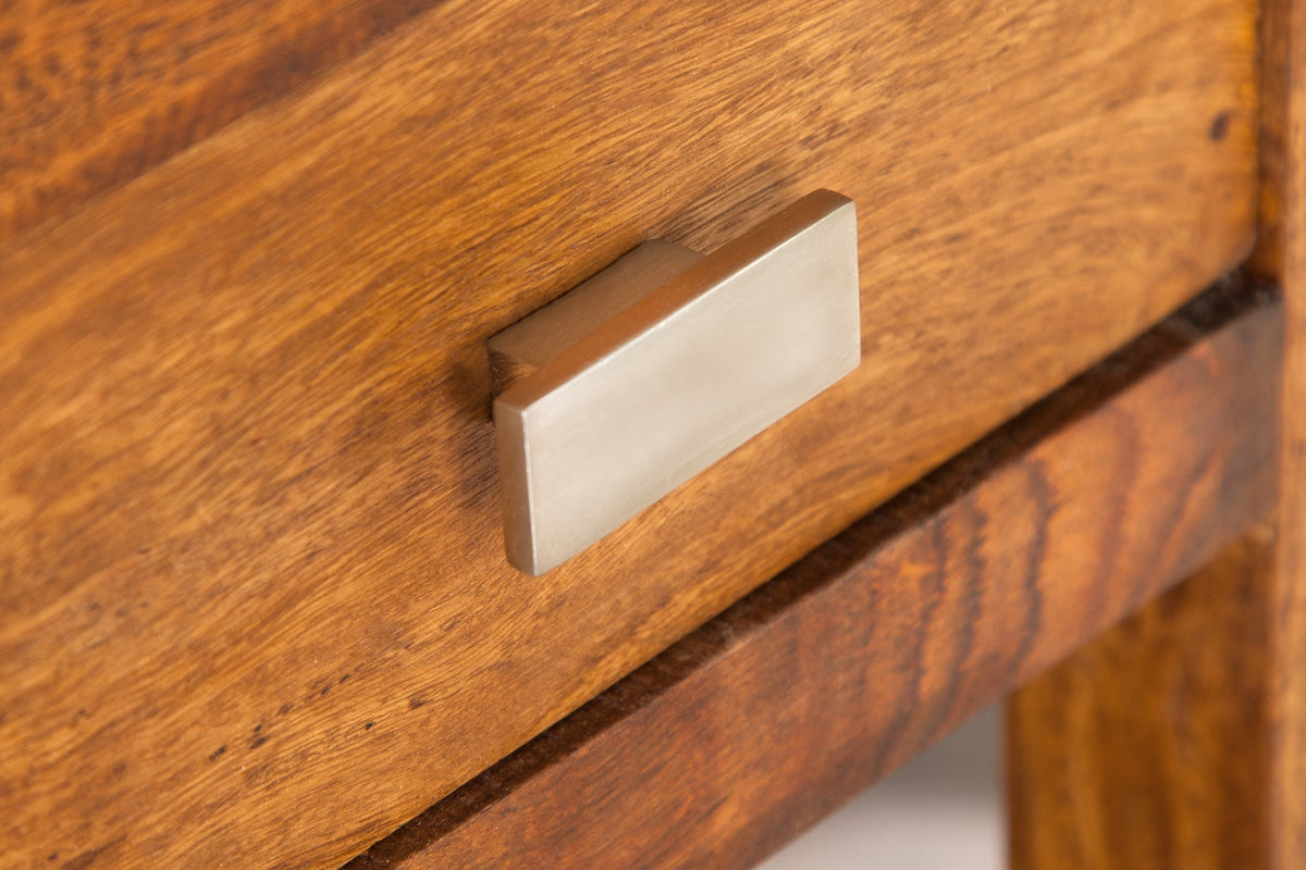 Table d’appoint en bois massif MAKASSAR 70cm finition pierre Sheesham marron avec espace de rangement