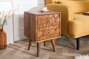Table d'appoint en bois massif MYSTIC LIVING 60 cm marron finition pierre de Sheesham table de chevet