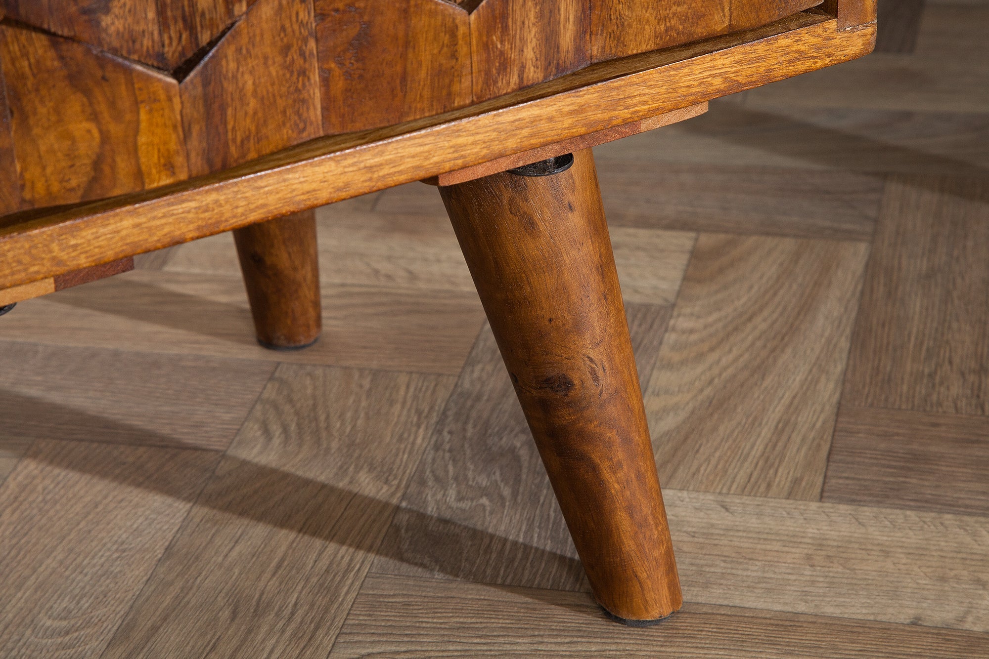 MYSTIC LIVING mesa auxiliar de madera maciza 60 cm marrón Sheesham acabado piedra mesita de noche