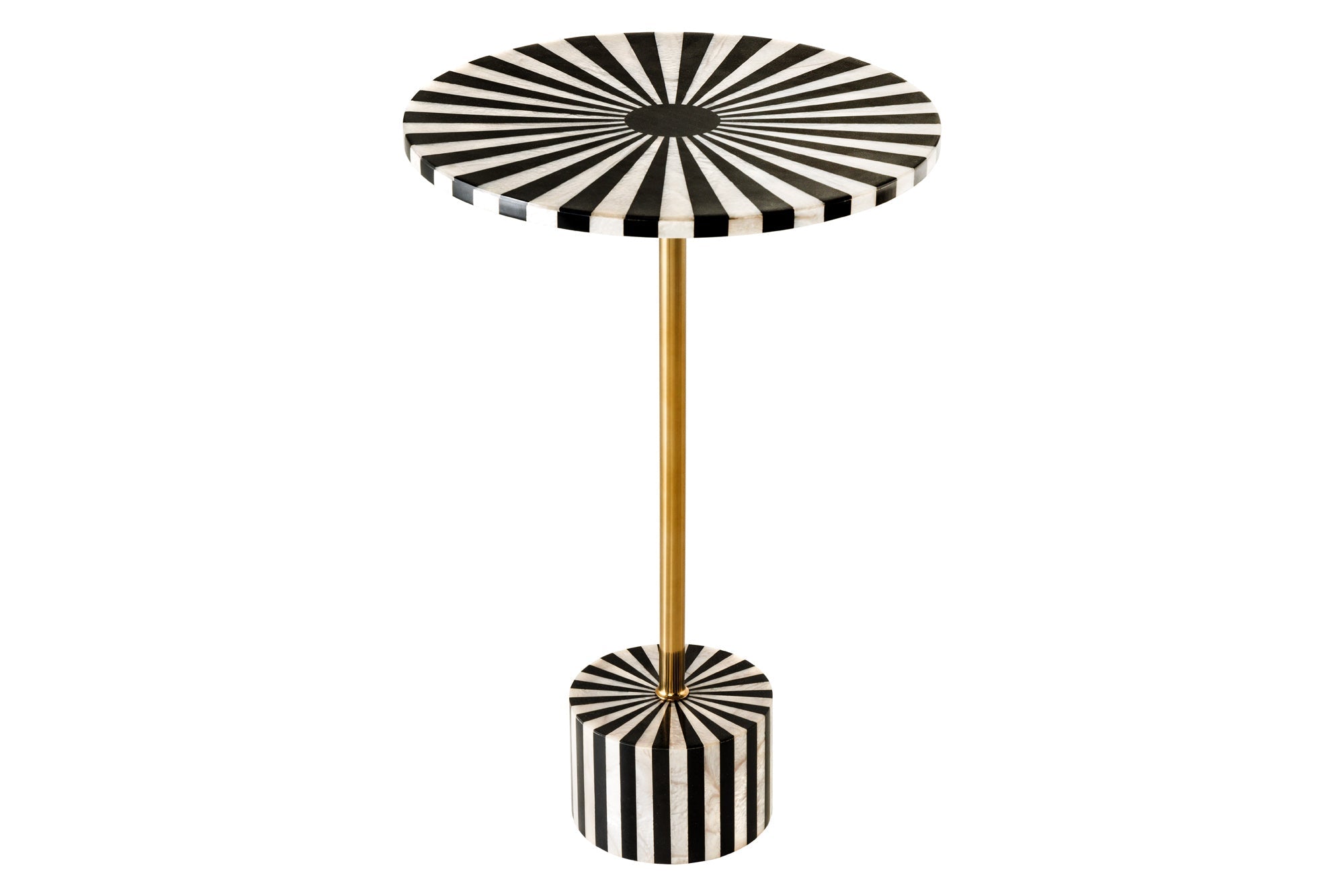 HARMONY NATURE mesa auxiliar de marquetería de hueso 55 cm negro blanco marquetería artesanal