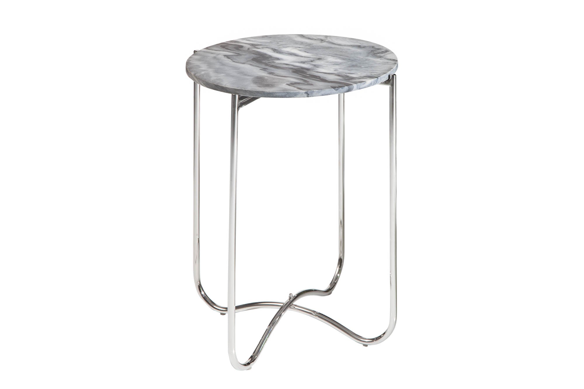 Exclusiva mesa auxiliar NOBLE III de 45 cm en mármol auténtico gris redondo de alta calidad