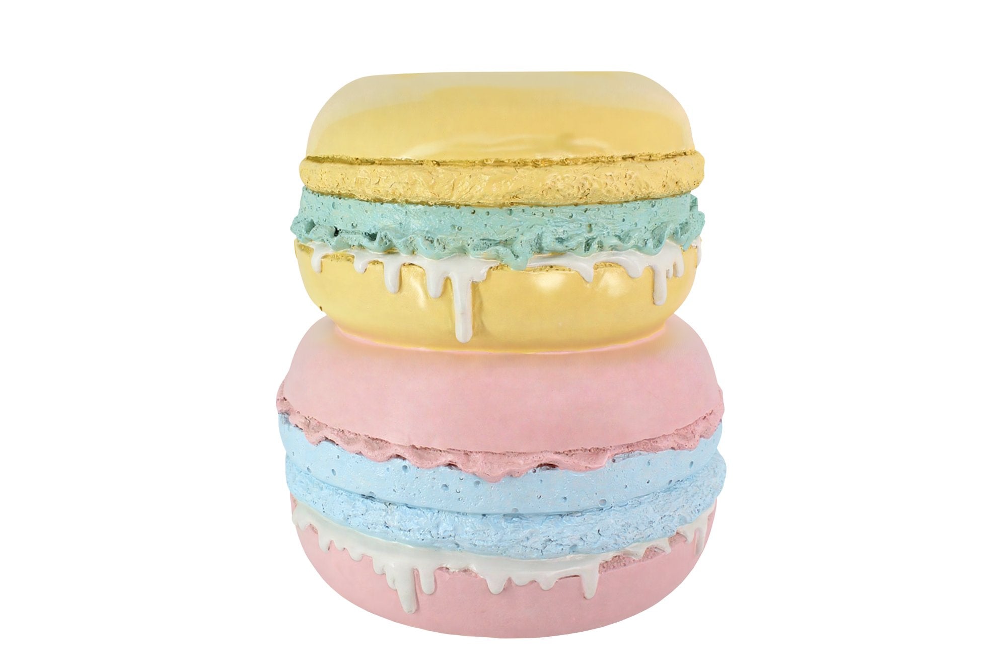 Table d’appoint extraordinaire MACARONS 50cm jaune rose en fibre de verre ronde fait main