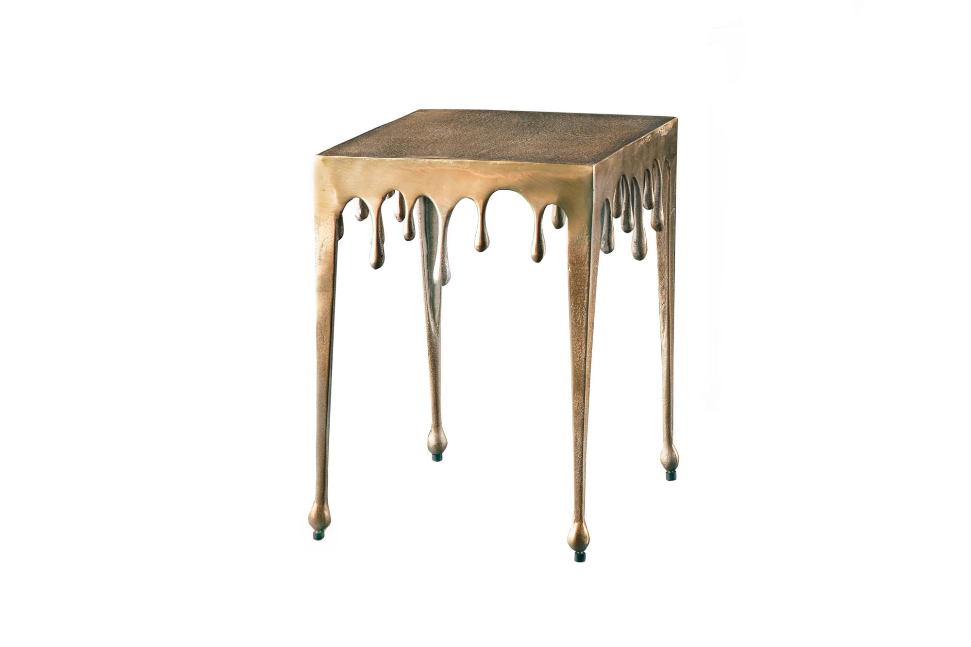 Extravagante mesa auxiliar LIQUID LINE S 34cm gota de oro