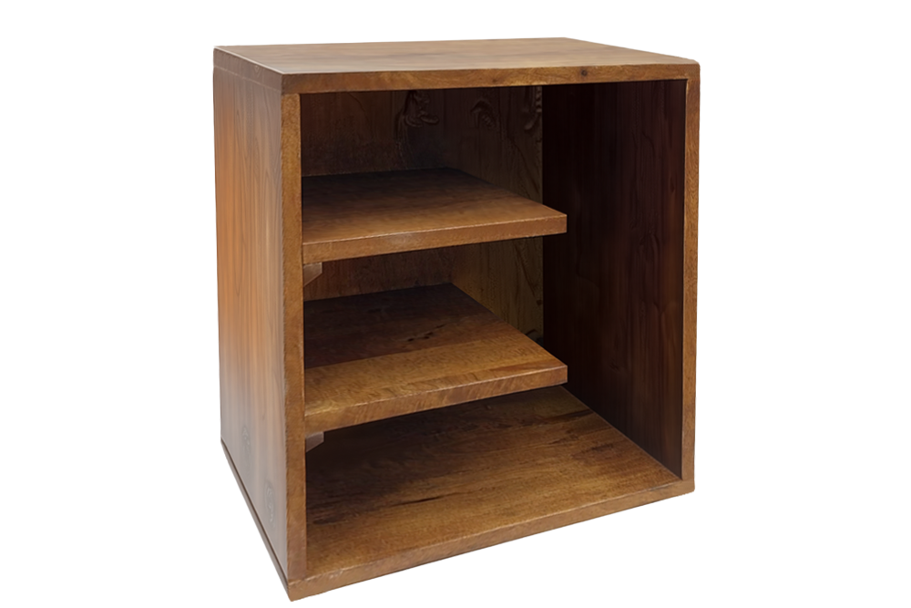 Table d’appoint massive CUBUS 45cm table de chevet étagère en manguier marron finition miel
