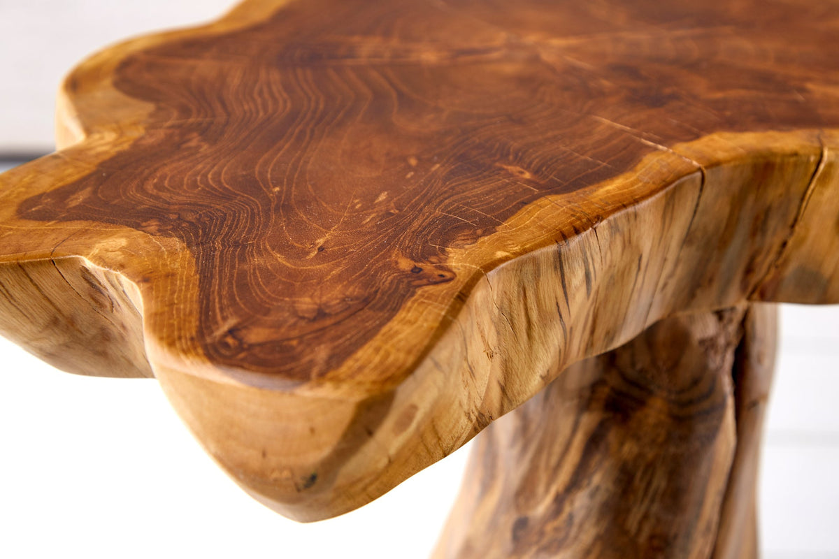Table d’appoint massive ROOT 40cm en teck avec anneaux annuels