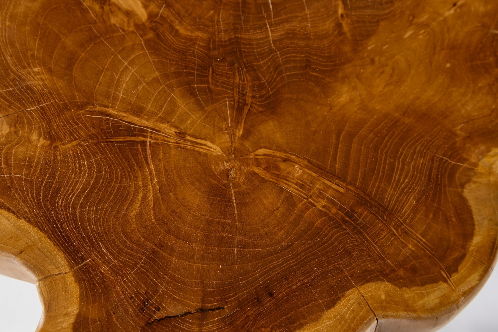 Table d’appoint massive ROOT 40cm en teck avec anneaux annuels