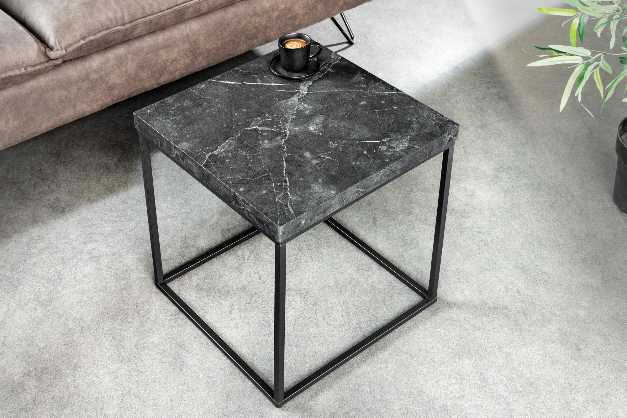 Table d’appoint moderne ARCHITECTURE 45cm structure métal graphite