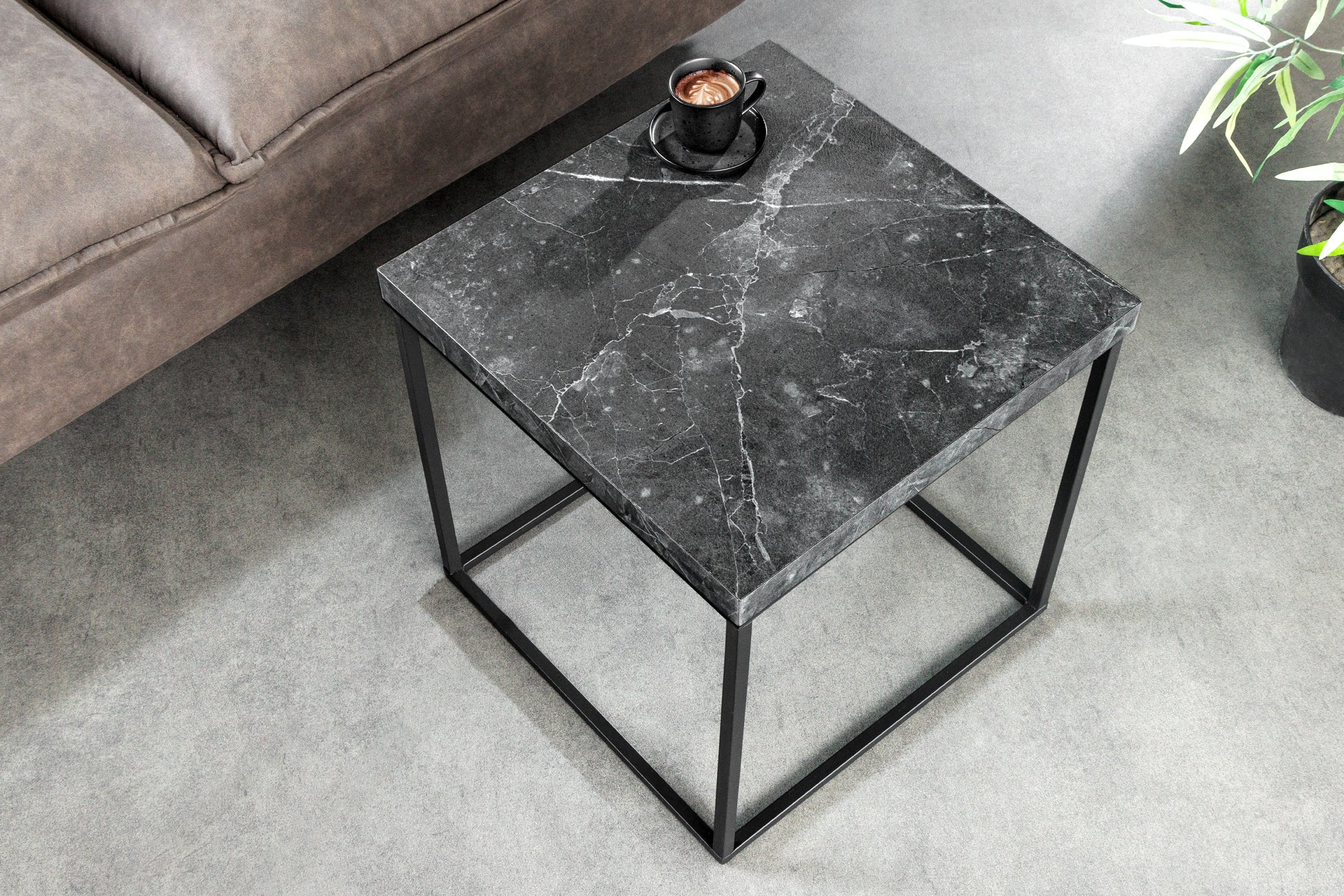 Table d’appoint moderne ARCHITECTURE 45cm structure métal graphite