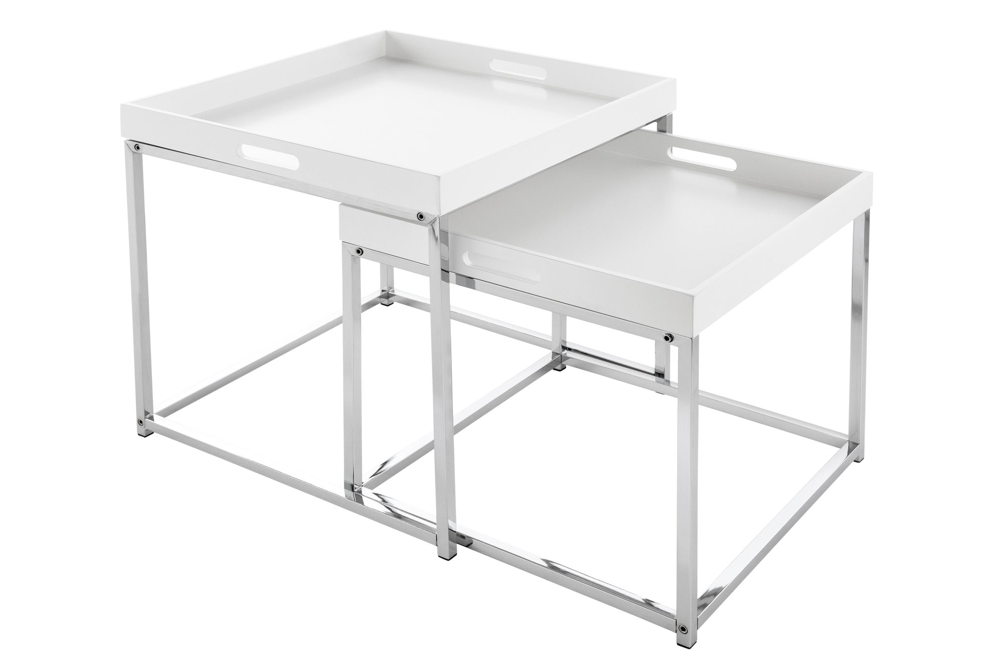 Mesa auxiliar moderna juego de 2 ELEMENTS 50cm tablero desmontable cromo blanco
