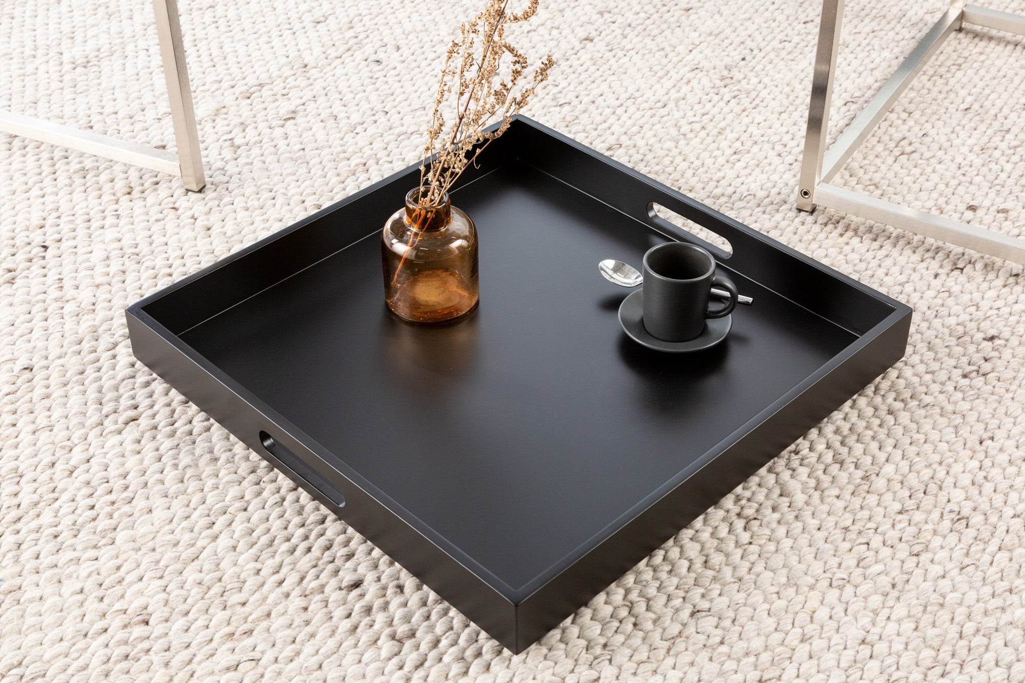 Moderna mesa auxiliar juego de 2 ELEMENTS 50cm tapa de acero negro extraíble