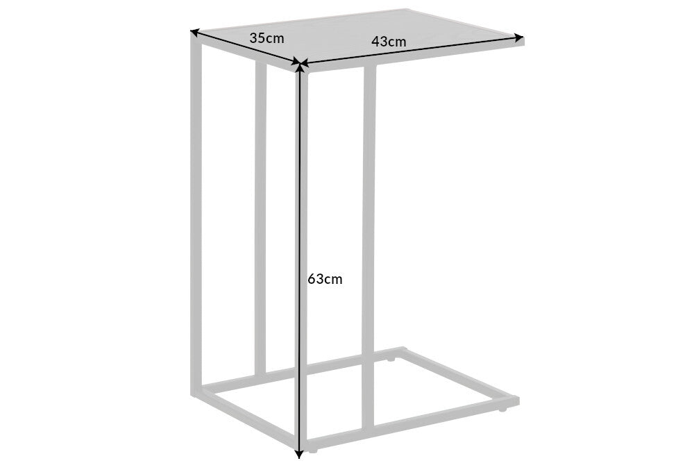 SLIM LINE Mesa auxiliar moderna de 65 cm en metal grafito para ordenador portátil