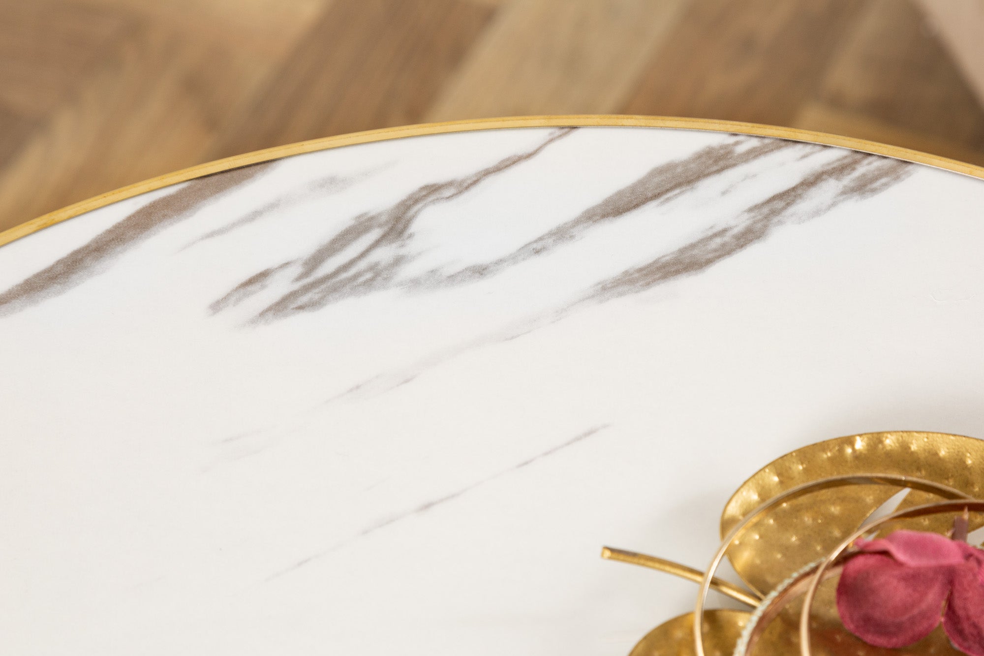 Mesa auxiliar PARIS retro 45cm cristal oro blanco diseño mármol mesa de centro redonda