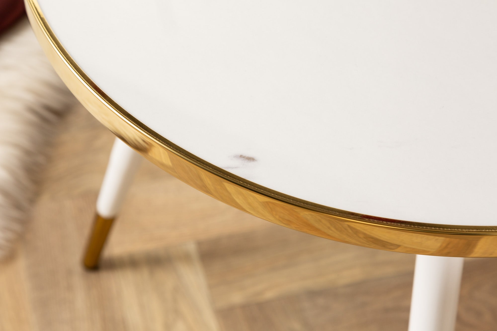 Mesa auxiliar PARIS retro 45cm cristal oro blanco diseño mármol mesa de centro redonda