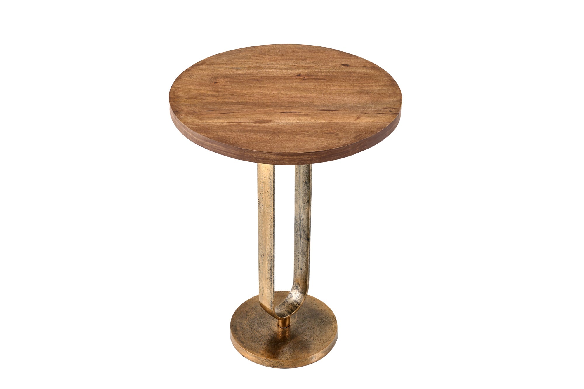ELEGANCE mesa auxiliar redonda 60cm latón madera mango metal aluminio macizo hecha a mano