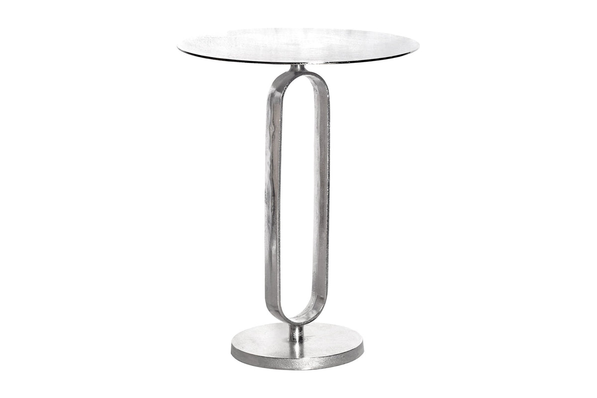 Table d’appoint ronde ELEGANCE 60cm métal argenté aluminium fait main