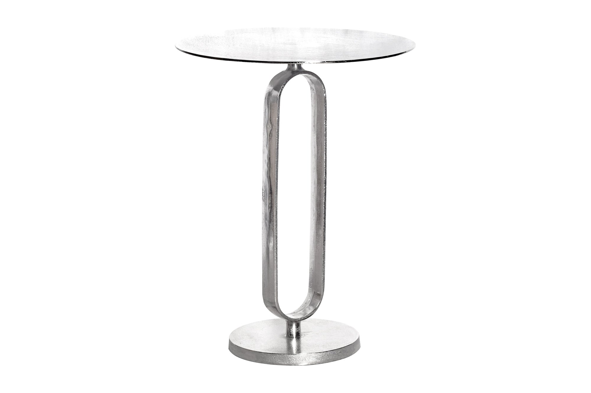 Table d’appoint ronde ELEGANCE 60cm métal argenté aluminium fait main