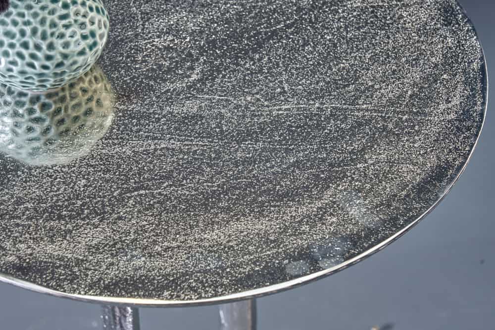 Table d’appoint ronde ELEGANCE 60cm métal argenté aluminium fait main