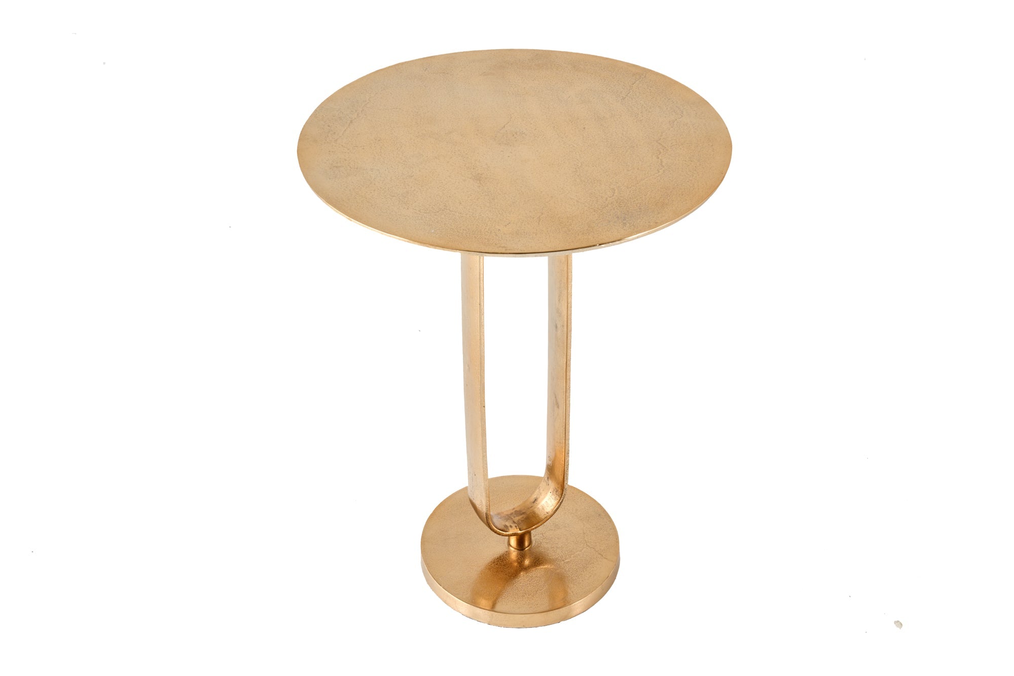 ELEGANCE Mesa auxiliar redonda de 60 cm de metal dorado y aluminio artesanal