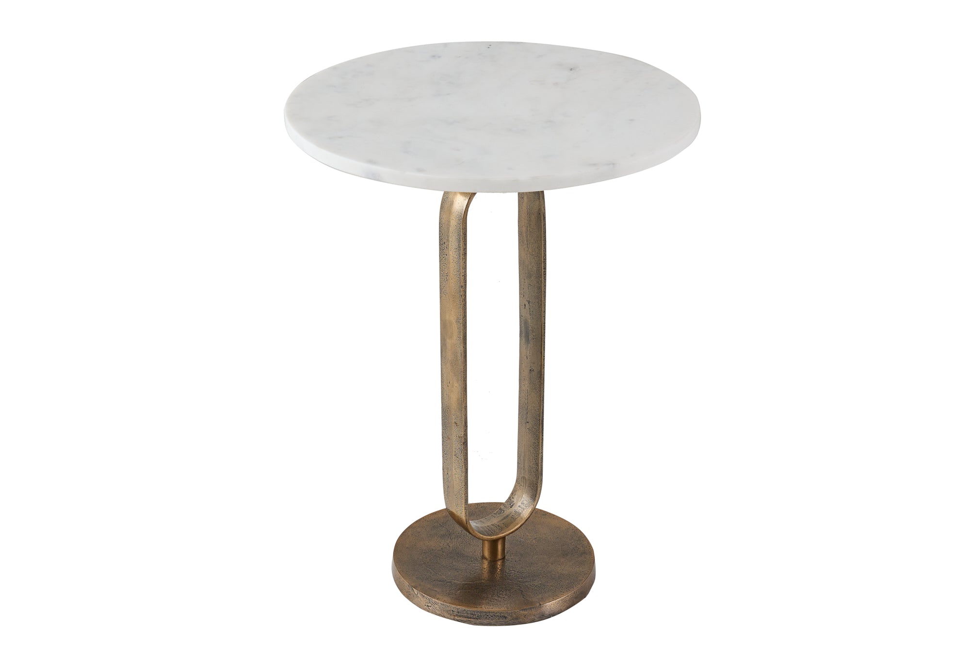 ELEGANCE mesa auxiliar redonda 60cm oro blanco mármol antiguo metal aluminio hecho a mano