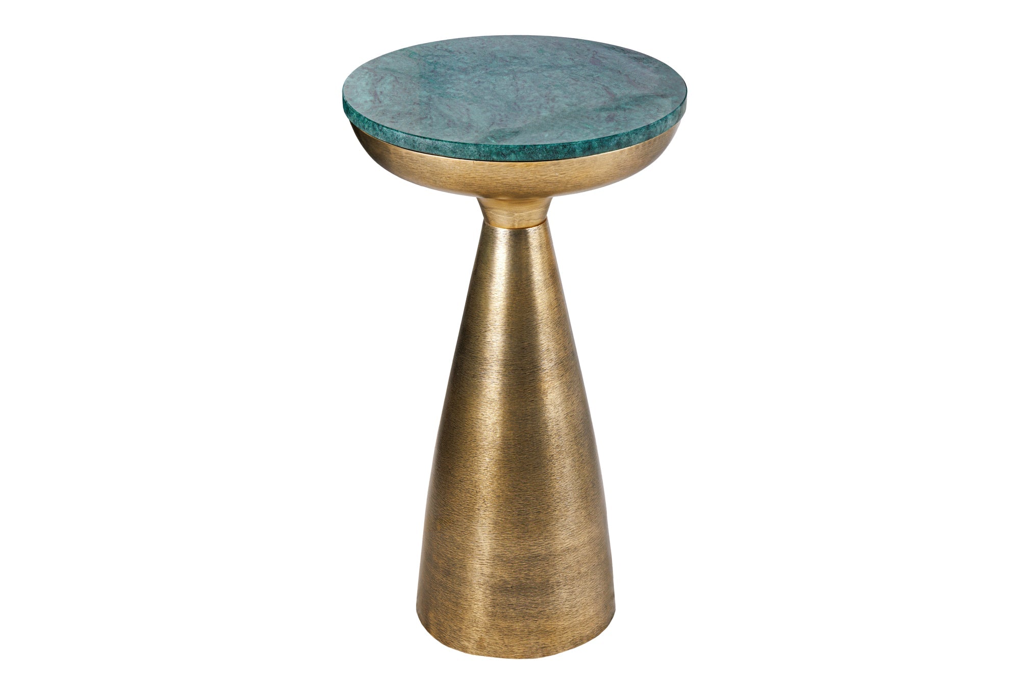 ELEMENTS Mesa auxiliar redonda de 55 cm de mármol verde dorado hecho a mano