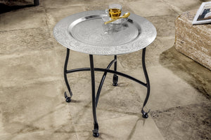 Table d'appoint ronde MARRAKESH 40cm table à thé argentée plateau amovible pliable