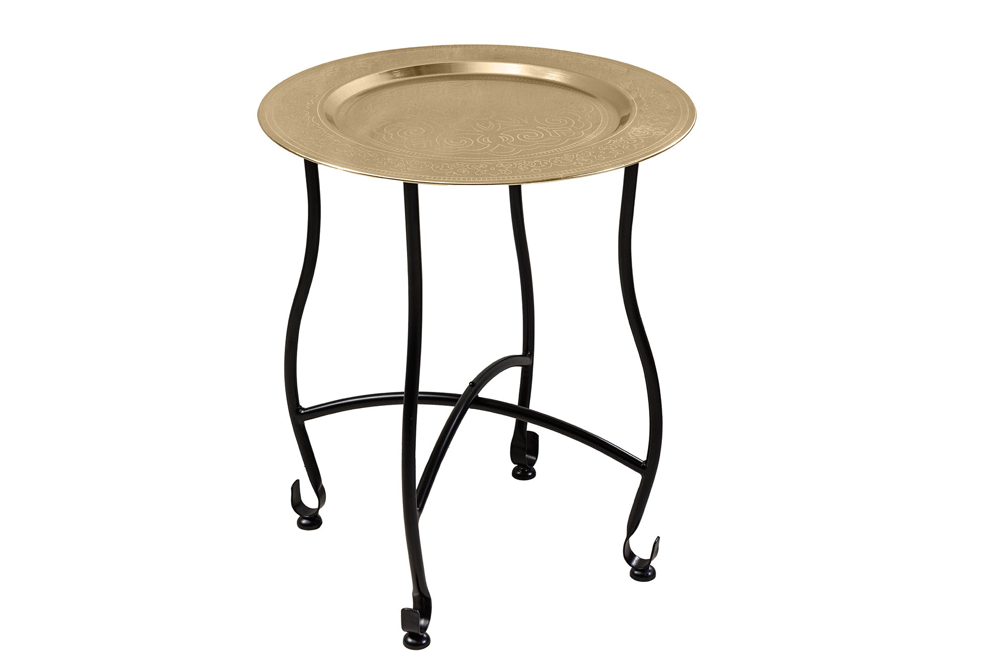 Table d'appoint ronde MARRAKESH 50cm en laiton doré table à thé plateau amovible pliable