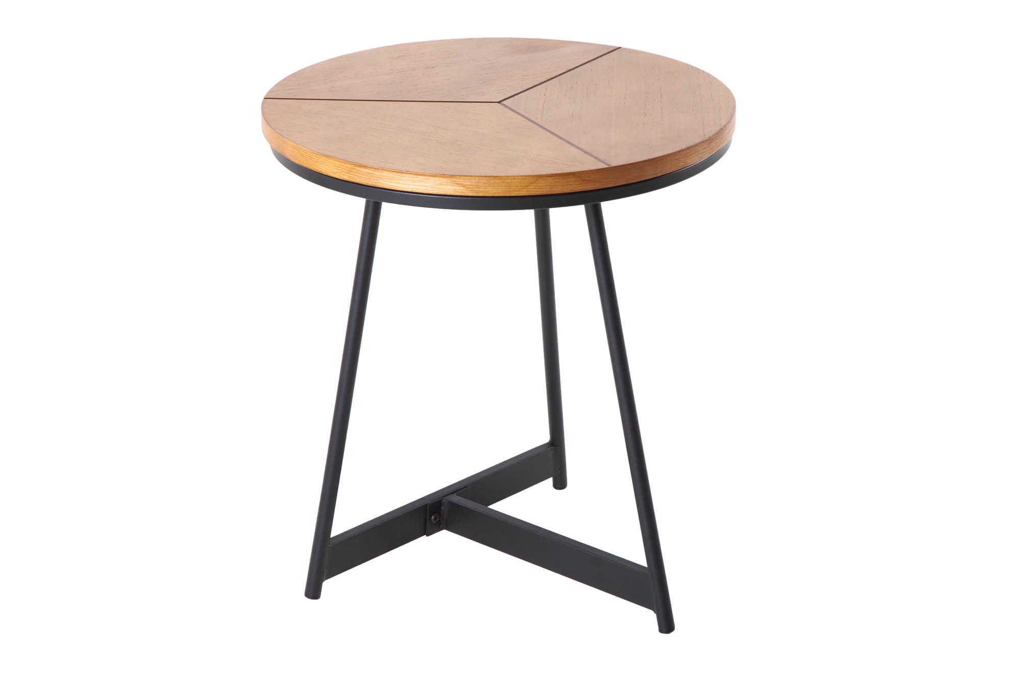 Mesa auxiliar redonda OAK ELEGANCE 45cm diseño roble negro estructura metal