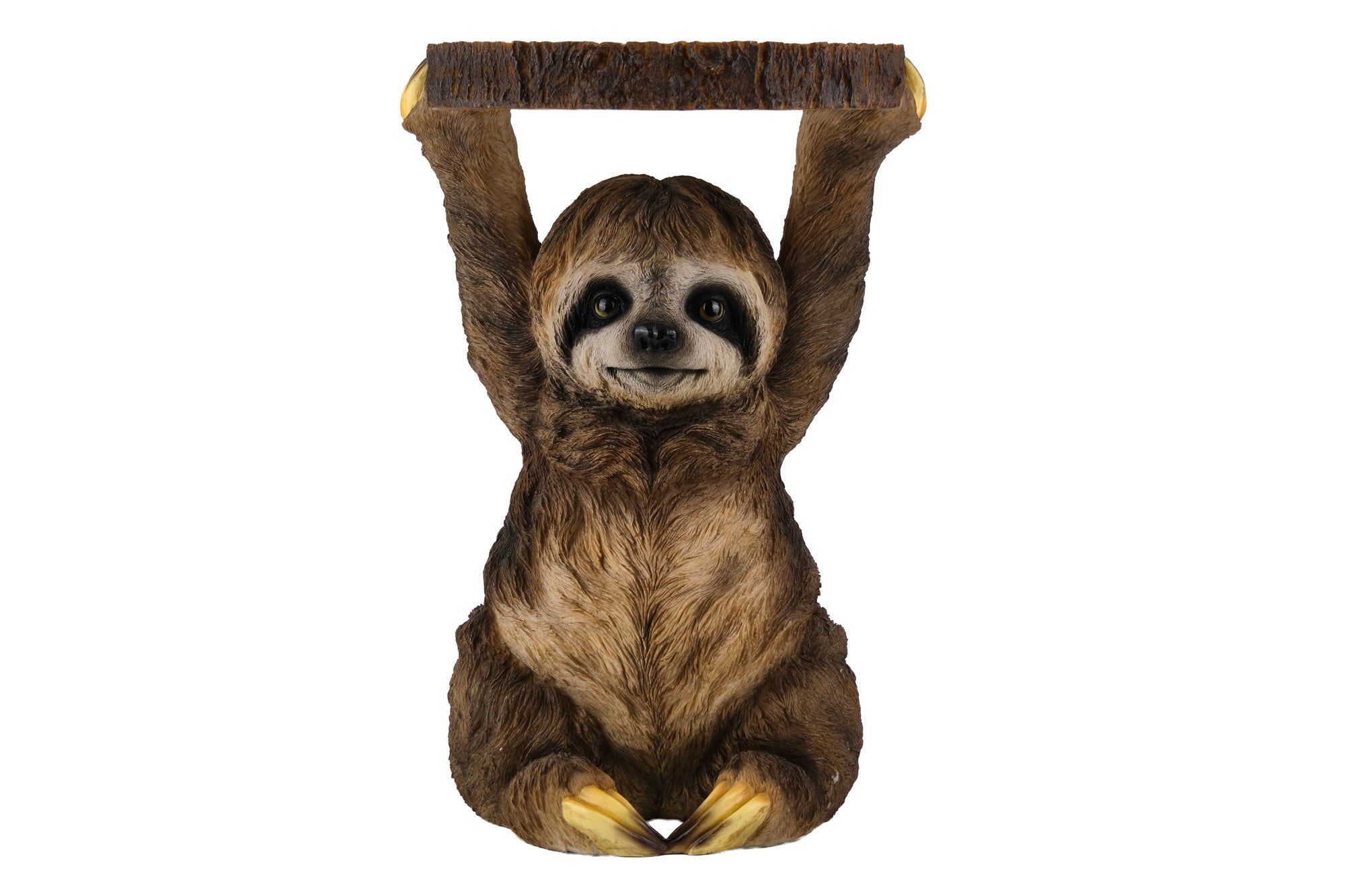 Table d’appoint ronde SLOTH 50cm sculpture de paresseux gris marron faite à la main