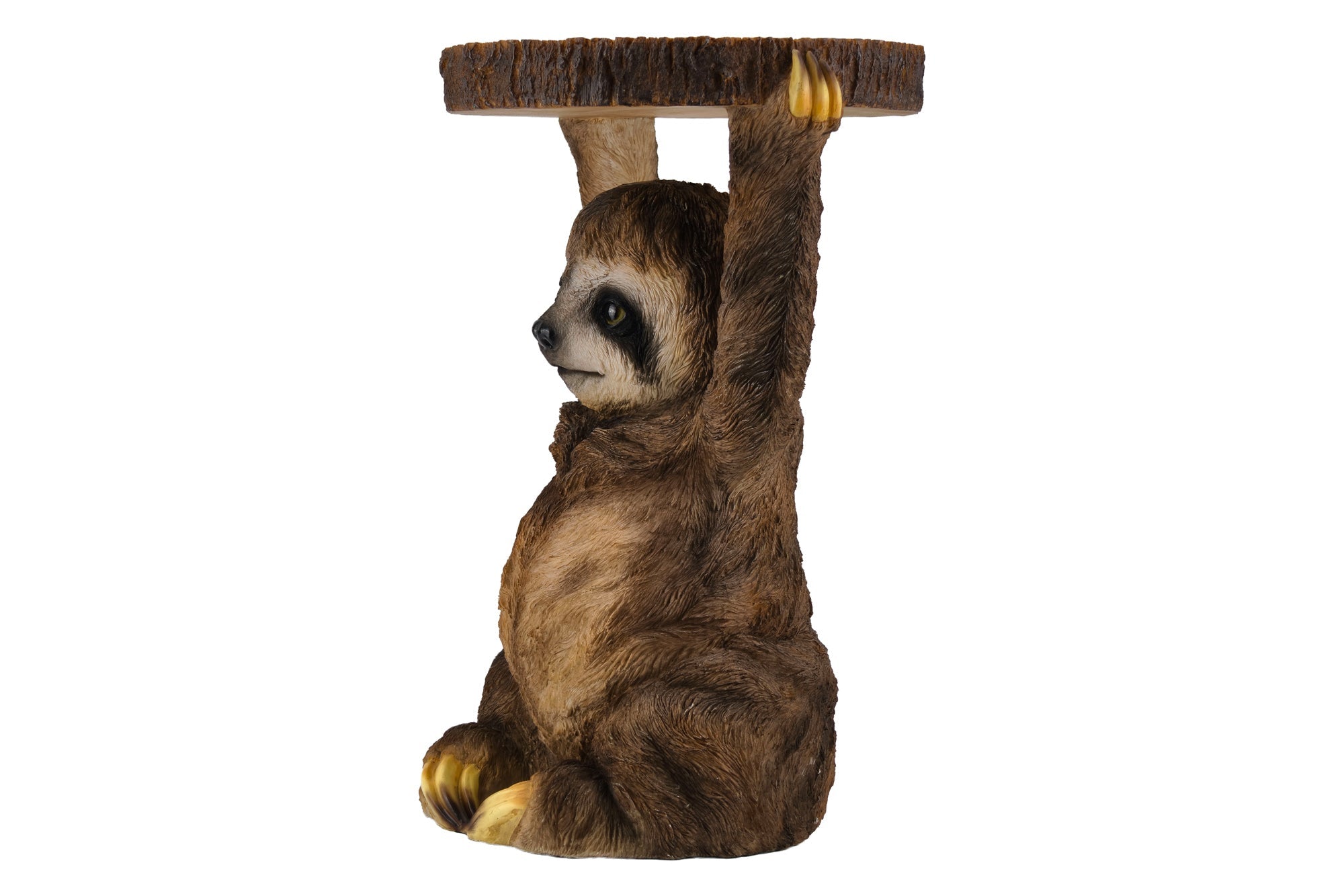 Table d’appoint ronde SLOTH 50cm sculpture de paresseux gris marron faite à la main