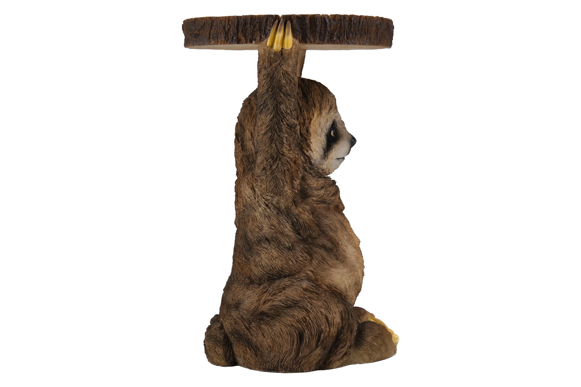 Table d’appoint ronde SLOTH 50cm sculpture de paresseux gris marron faite à la main