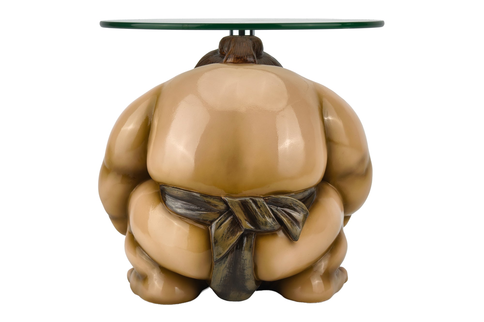 Table d’appoint ronde SUMO 30cm beige naturel sculpture fait main