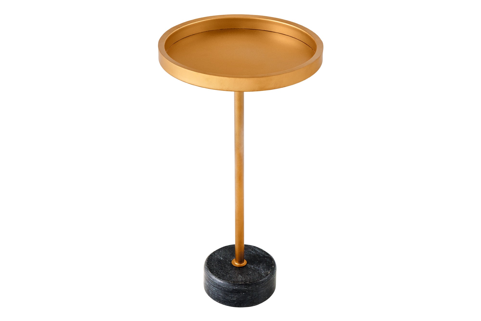 Table d'appoint ronde TRAYFUL 60cm fer doré base marbre noir fait main